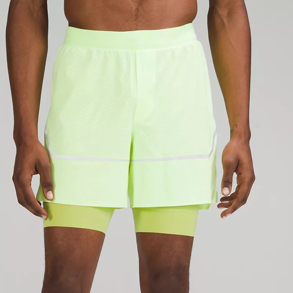 NWT Lululemon Surge Lined Short 6" Special Edition - Medium - Faded Zap / Wasabi